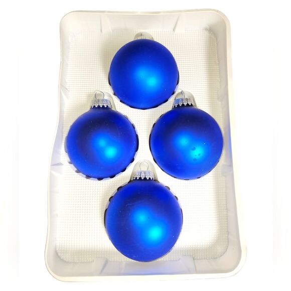 Vintage Christmas By Krebs Holiday Time 4pc Blue Peace Dove Glass Ball Ornaments - Picture 7 of 13